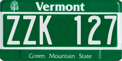 VT license plate ZZK127
