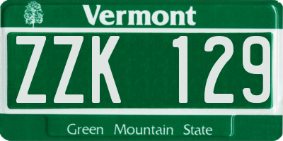 VT license plate ZZK129