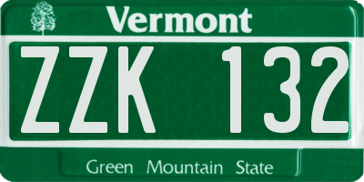 VT license plate ZZK132