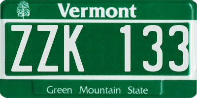 VT license plate ZZK133