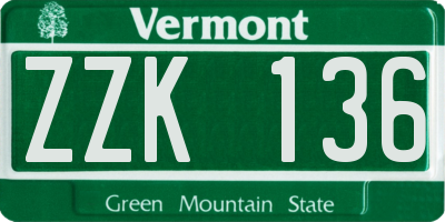 VT license plate ZZK136