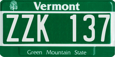 VT license plate ZZK137