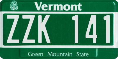 VT license plate ZZK141