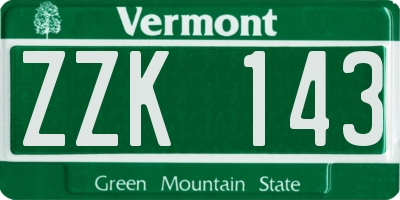 VT license plate ZZK143