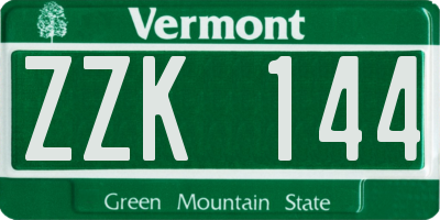 VT license plate ZZK144