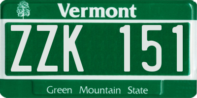 VT license plate ZZK151