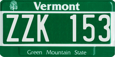 VT license plate ZZK153