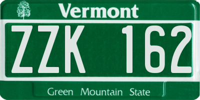 VT license plate ZZK162