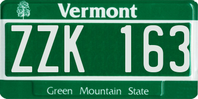 VT license plate ZZK163