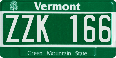 VT license plate ZZK166