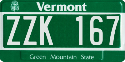 VT license plate ZZK167