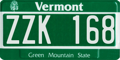 VT license plate ZZK168