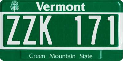 VT license plate ZZK171