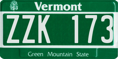 VT license plate ZZK173