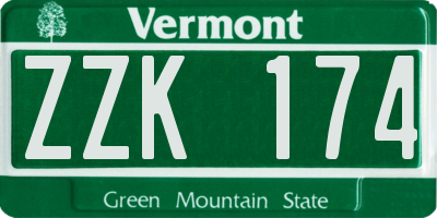 VT license plate ZZK174