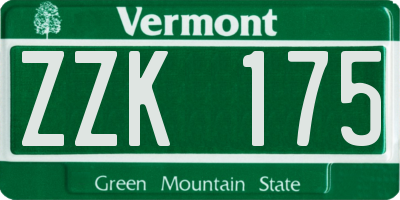 VT license plate ZZK175