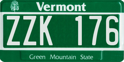 VT license plate ZZK176