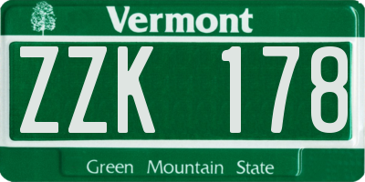 VT license plate ZZK178