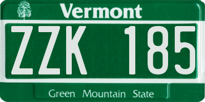 VT license plate ZZK185
