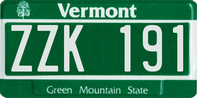 VT license plate ZZK191