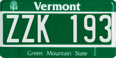 VT license plate ZZK193
