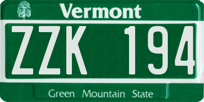 VT license plate ZZK194