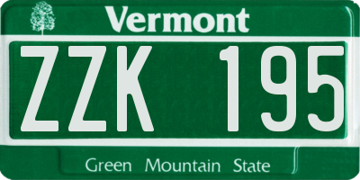 VT license plate ZZK195