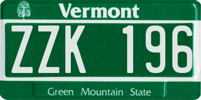 VT license plate ZZK196