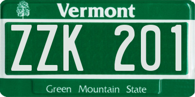 VT license plate ZZK201