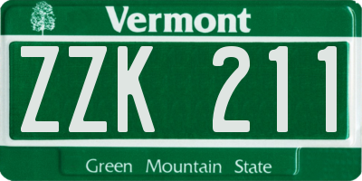 VT license plate ZZK211