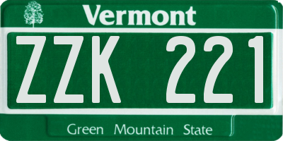 VT license plate ZZK221