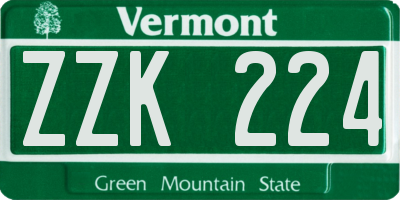 VT license plate ZZK224