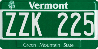 VT license plate ZZK225
