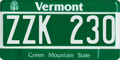 VT license plate ZZK230