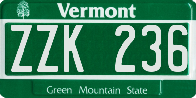 VT license plate ZZK236