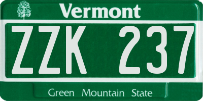 VT license plate ZZK237