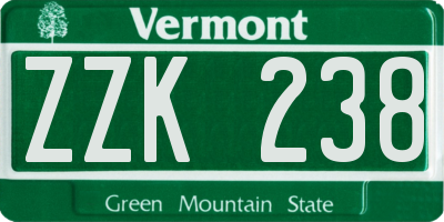VT license plate ZZK238