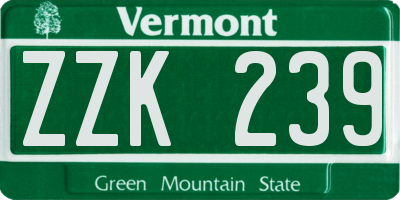 VT license plate ZZK239