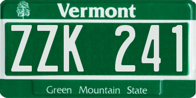 VT license plate ZZK241