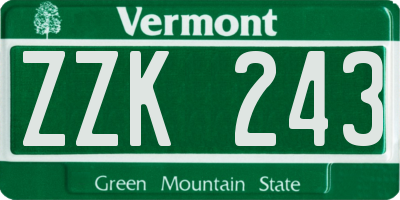 VT license plate ZZK243
