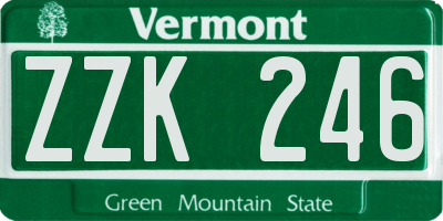 VT license plate ZZK246
