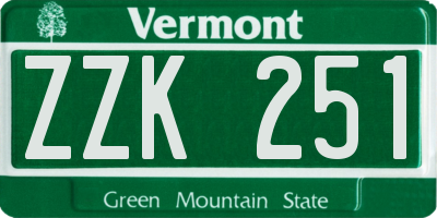 VT license plate ZZK251