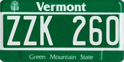 VT license plate ZZK260