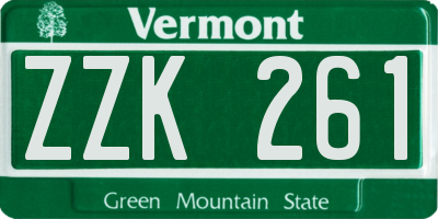 VT license plate ZZK261