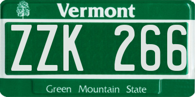 VT license plate ZZK266