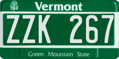 VT license plate ZZK267
