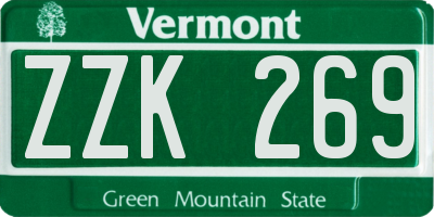VT license plate ZZK269