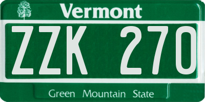 VT license plate ZZK270
