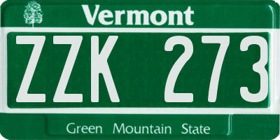 VT license plate ZZK273