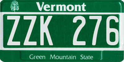 VT license plate ZZK276